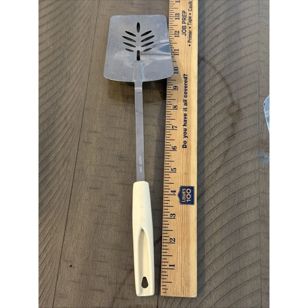 Vintage KOCO Stainless Slotted Spatula Cream Plastic Handle 13’’ Japan